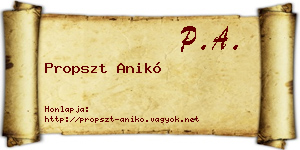 Propszt Anikó névjegykártya